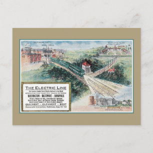Vintage 1912 Elektriska järnvägslinjen Baltimore M Vykort