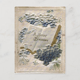 Vintage 1912 Embossed Silke and Velvet Birthday Vykort