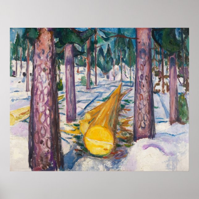 Vintage 1912 Munch Gult Skog Loge Väggkonst (Framsidan)