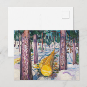 Vintage 1912 Munch Gult Skogslandskap Väggkonst Vykort
