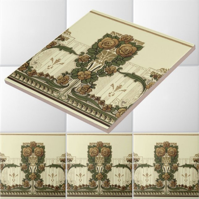 Vintage 1914 Art nouveau Stil Ro Bush Kakelplatta (Skapare uppladdad)