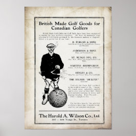 Vintage 1915 British Made Golf Print Poster