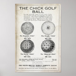 Vintage 1915 Chick Golf Boll Skriv ut Poster