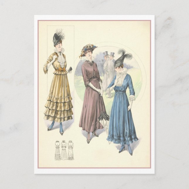 Vintage 1915 Mode vykort (Framsida)