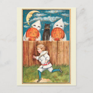Vintage 1915 Pojke på Fence Halloween-vykort Vykort