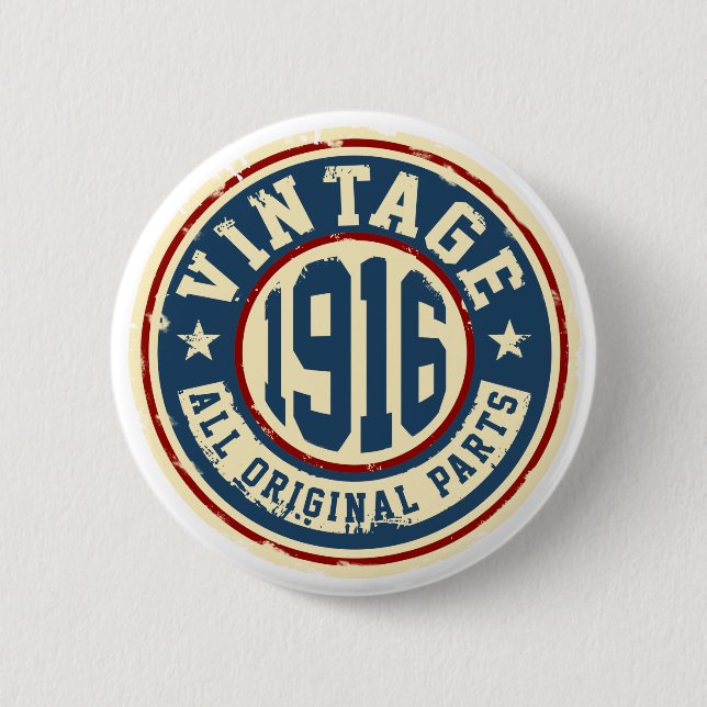 Vintage 1916 alla originaldelar knapp (Framsida)
