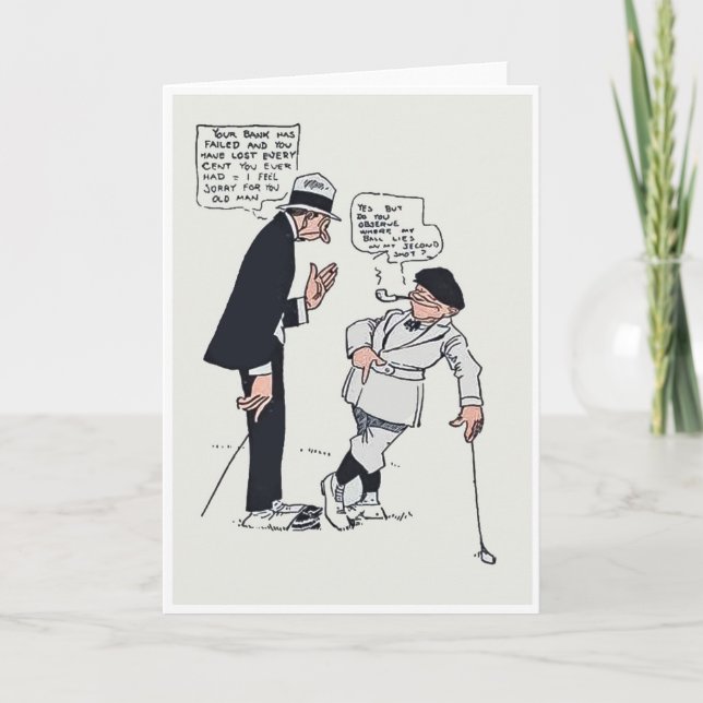 Vintage 1916 Briggs Tecknad Golf Card Helgkort (Framsida)