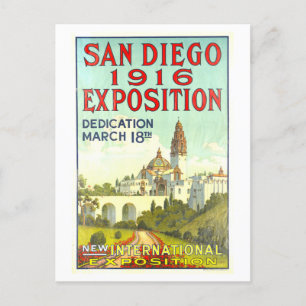Vintage 1916 San Diego Exposition Poster vykort