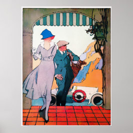 Vintage 1918 Golf Watercolor-utskrift Poster