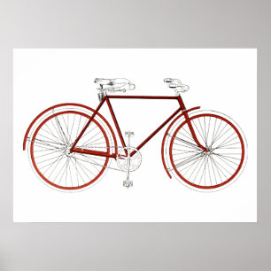 Vintage 1918: Illustration av röda cyklar Poster