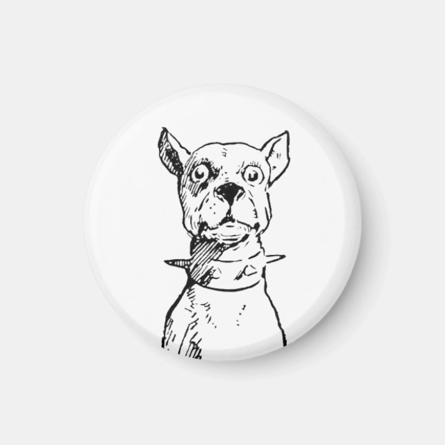 Vintage 1919 Illustration Sittande Hund Magnet (Framsidan)