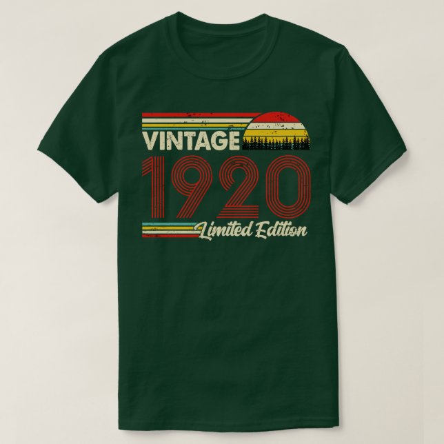 Vintage 1920 Birthday Shirt Begränsad Edition 1920 T (Design framsida)