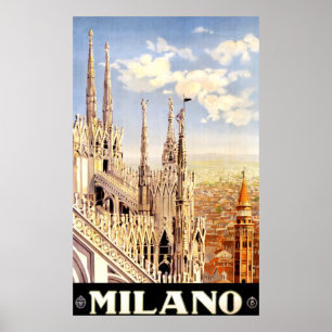 Vintage 1920 Duomo di Milano Italien Travel Poster