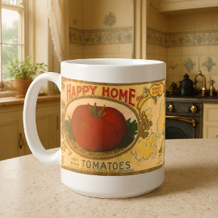 Vintage 1920 Kannade tomatetiketter Kaffemugg