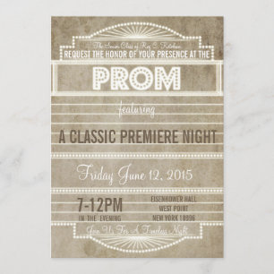 Vintage 1920:s Movie Marquee Prom-inbjudan Inbjudningar