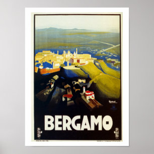 Vintage 1920-talet Bergamo italiensk reseaffisch Poster
