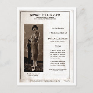 Vintage 1920-talet dam mode och: golfbära för kvin vykort