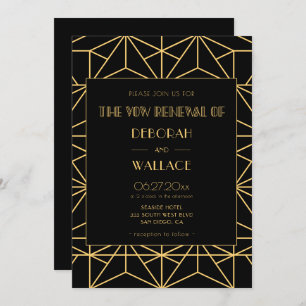 Vintage 1920-talets art deco bröllop vow-förnyelse inbjudningar