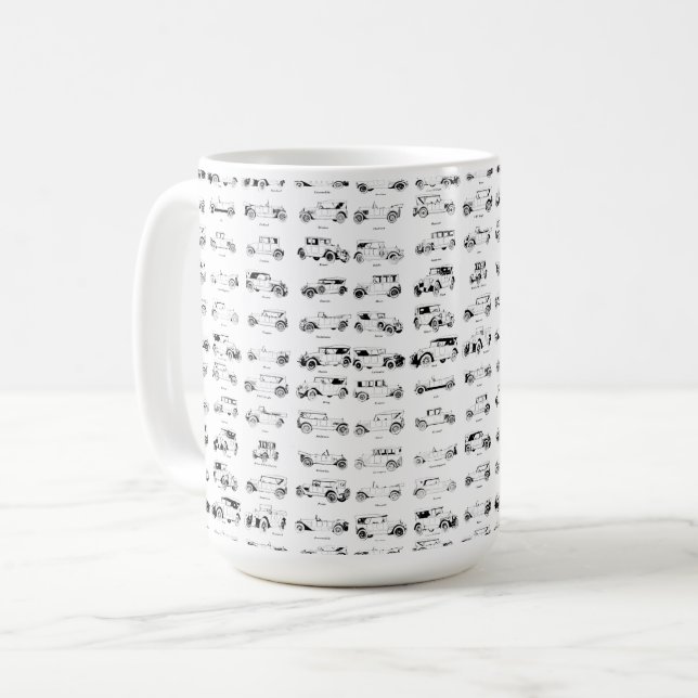 Vintage 1920-talets Bil Automobil Konst Mönster Kaffemugg (Framsida vänster)