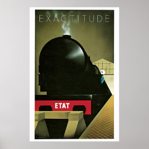 Vintage 1920-talets Fransk Art Deco tåg resa och Poster