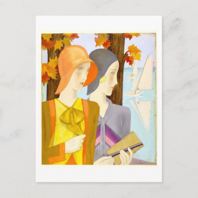 Vintage 1920-talets Mode-design Vykort (Framsida)