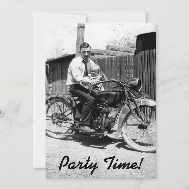Vintage 1920-talets motorcykelfödelsedag inbjudningar (Framsida)