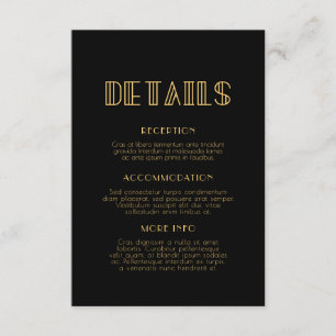 Vintage 1920-tals art deco information för bröllop tilläggskort