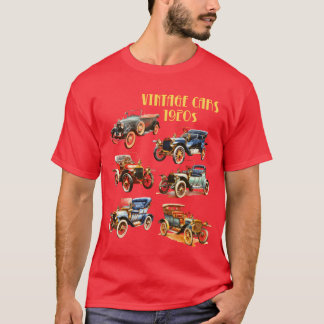 Vintage 1920-tals bilar retro vänner flicka t shirt
