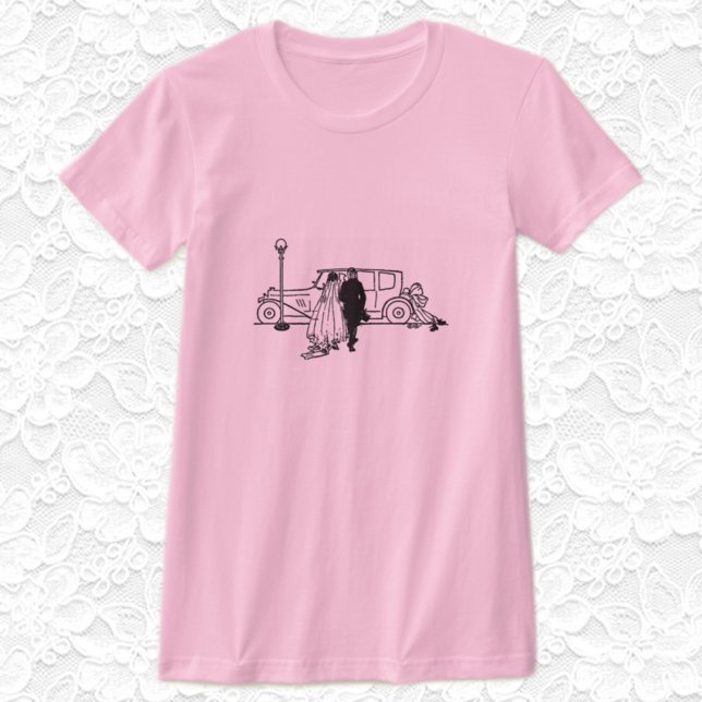 Vintage 1920-tals Brud & Brudgum Bröllop  T-shirt (Skapare uppladdad)