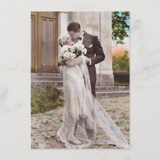 Vintage 1920s Art Deco Bride and Groom Photo Card Kort