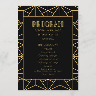 Vintage 1920s art deco geometric bröllop program