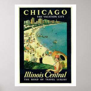 Vintage 1920s Chicagoresa och Poster
