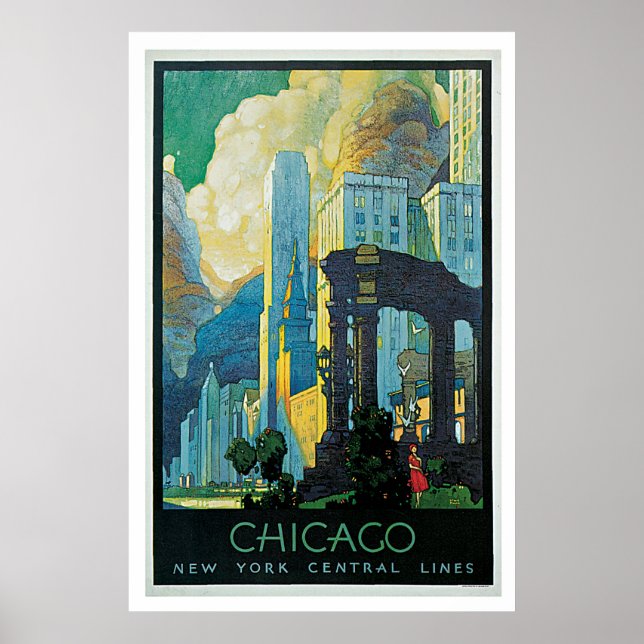 Vintage 1920s Chicagostadrese- och Poster (Framsidan)