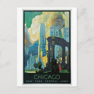 vintage 1920s Chicagostadrese- och Vykort