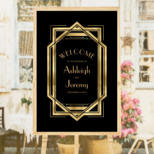 Vintage 1920s Deco 24x36 Svart Guld Bröllop Poster