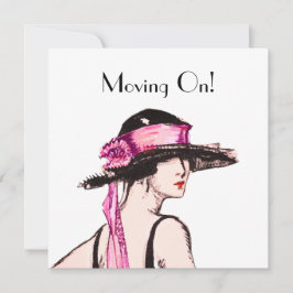 Vintage 1920's Flapper Girl New Home Adress Card Kort