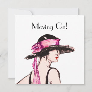 Vintage 1920's Flapper Girl New Home Adress Card Kort