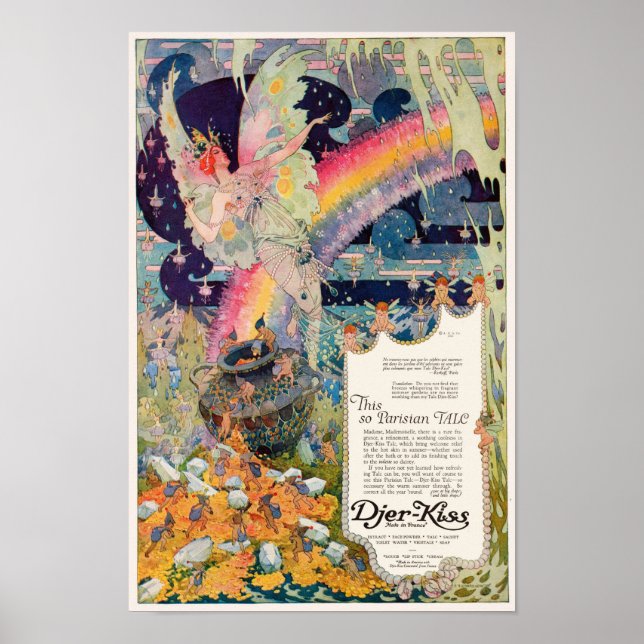 Vintage 1920's Print Ad Djer-Kiss Rainbow Poster (Framsidan)
