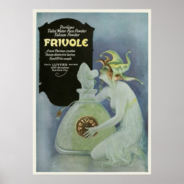 Vintage 1920's Print and Woman Frivole Parfym Poster (Framsidan)
