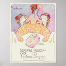 Vintage 1920's Print and Woman with Flowers