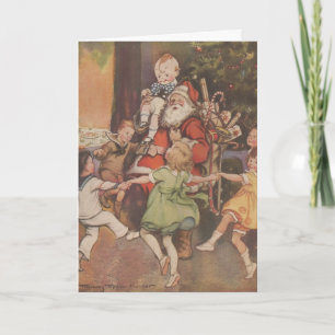vintage 1923 jultomten och barnen Jul Kort