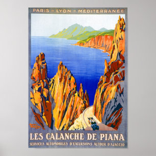 Vintage 1923 Les Calanche de Piana Fransk Travel Poster