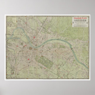Vintage 1923 Plan Map of Dresden Germany Poster