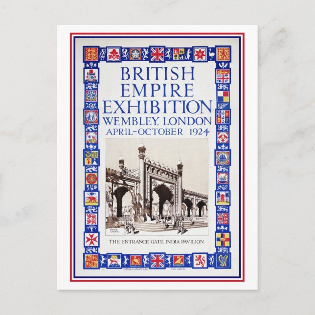 Vintage 1924 British Empire Exhibition Annons Vykort (Framsida)