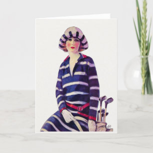 Vintage 1925 Golf Greeting Card Helgkort
