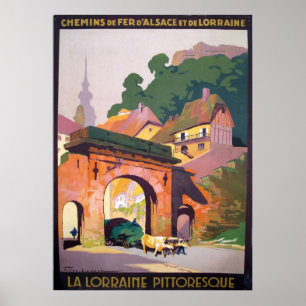 Vintage 1925 La Lorraine Pittoresque Fransk Travel Poster