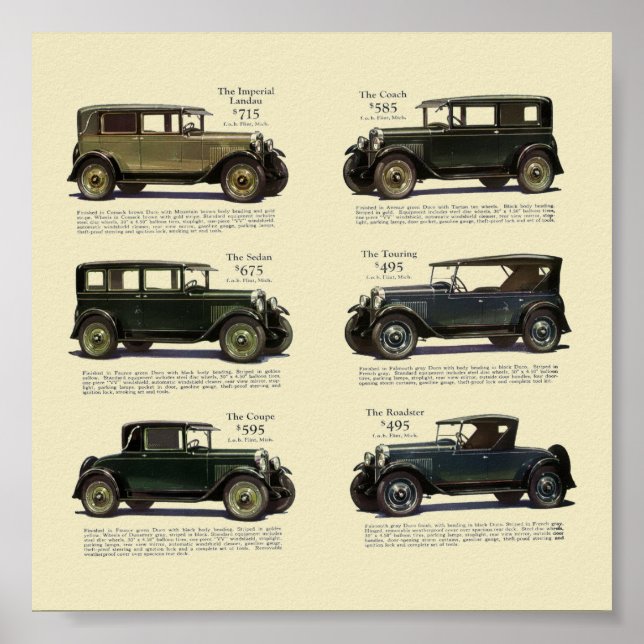 Vintage 1928 Bilreklam Poster (Framsidan)