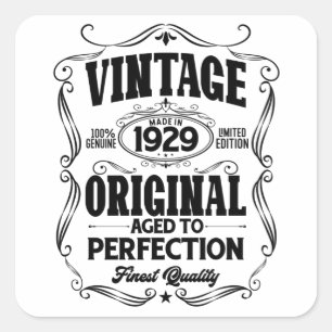 Vintage 1929 åldras till perfektion fyrkantigt klistermärke