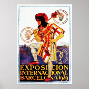 Vintage 1929 Barcelonaförklaringen Internationell Poster