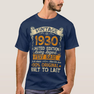 Vintage 1930 91a Birthday Gift Ideas För manar T Shirt